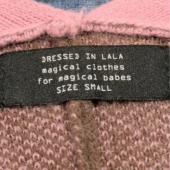 Dressed in Lala Oversized Checkboard Cardigan Sweater Brown Pink Women's Size S - Picture 7 of 9